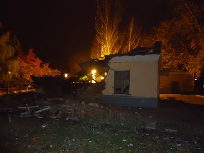 здание морга железнодорожной больницы разрушено