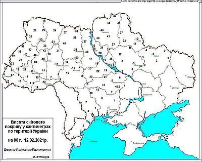 Гидрометцентр опубликовал карту снежных заносов в Украине