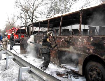 В автобусе под Райгородком заживо сгорели семеро пассажиров